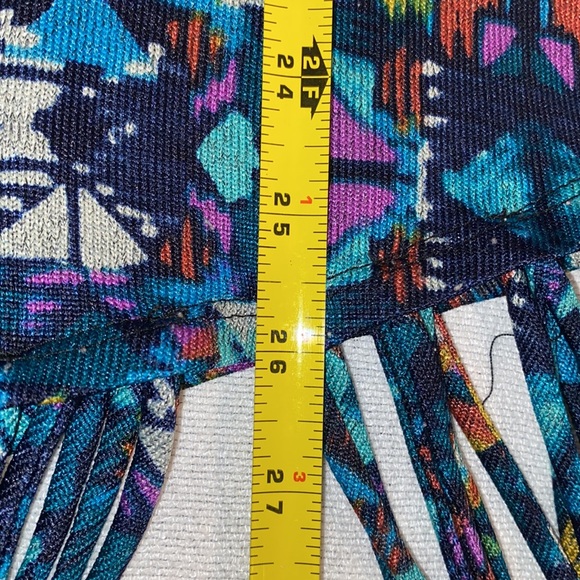 Joni B. Women’s Aztec/Tribal Print Fringe Hem 3/4 Sleeve Tunic Top Size L - Picture 8 of 8